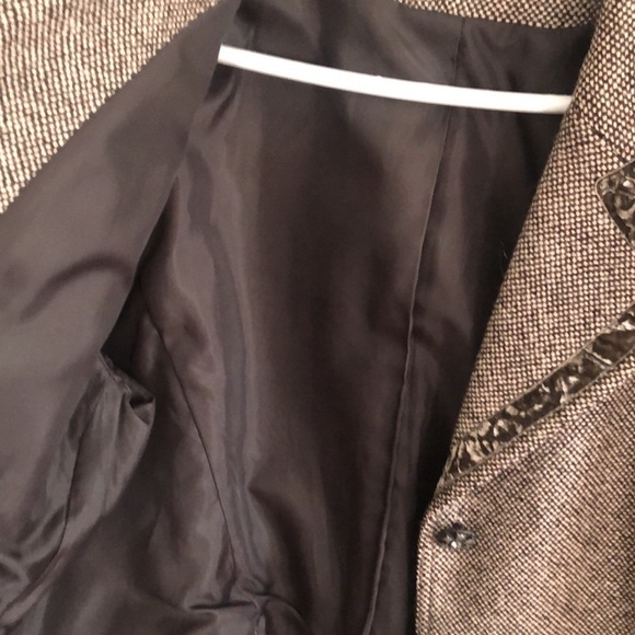 Classic Tweed Wool Blend Brown Blazer Size 13 Smart Set - Picture 6 of 13
